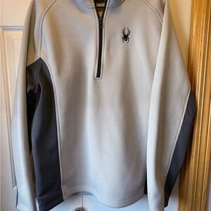 Spyder Men's Light Gray and Dark Gray Zip-Up Sweater